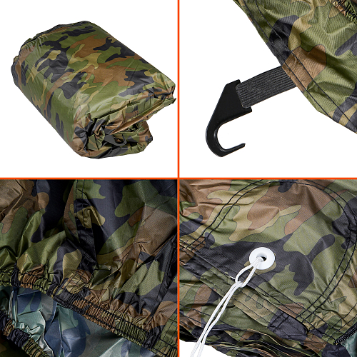 Чехол-тент на автомобиль защитный, S (455х186х120см) молния для двери, летний камуфляж