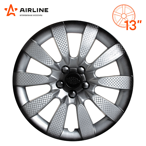 Колпаки колесные 13" "Торнадо +", серебристо-черный, карбон, компл. 2 шт.