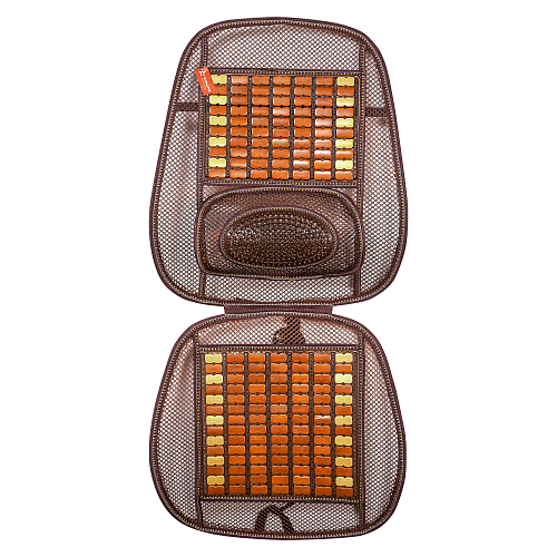 Накидка деревянная на перед. сиденье с поддержкой спины, массажная, цвет желт./коричн.