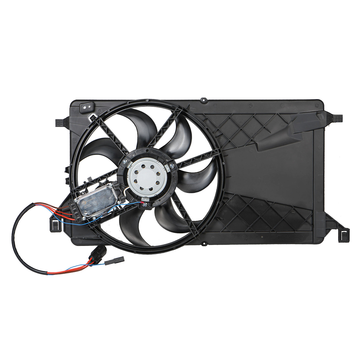 Электровентилятор охлаждения для автомобилей Mazda 3 (BK) (03-) 2.0i (с кожухом и модулем управления)