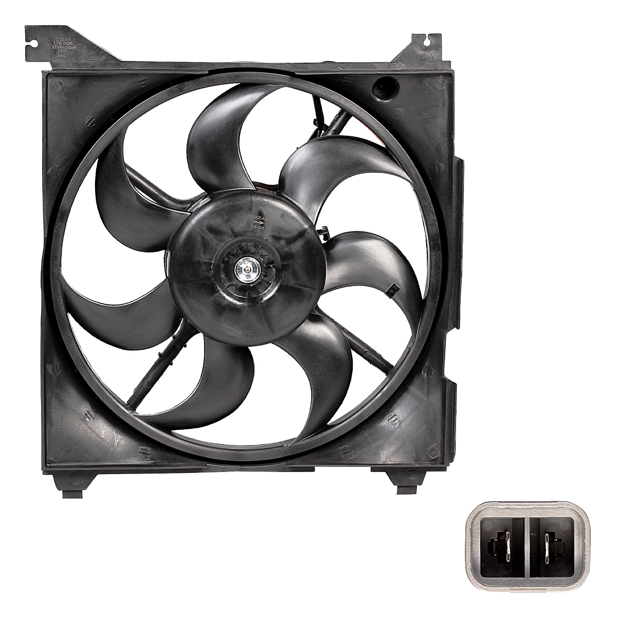 Электровентилятор охлаждения для автомобилей Hyundai Santa Fe (00-) (с кожухом)