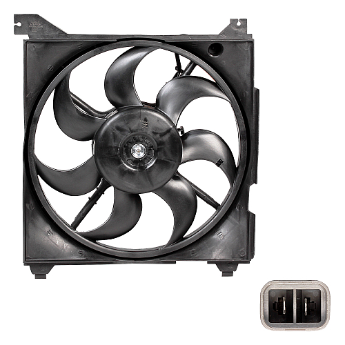 Электровентилятор охлаждения для автомобилей Hyundai Santa Fe (00-) (с кожухом)