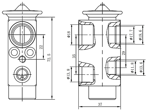 Клапан расширительный кондиционера (ТРВ) для автомобилей BMW 5 (E60) (03-)