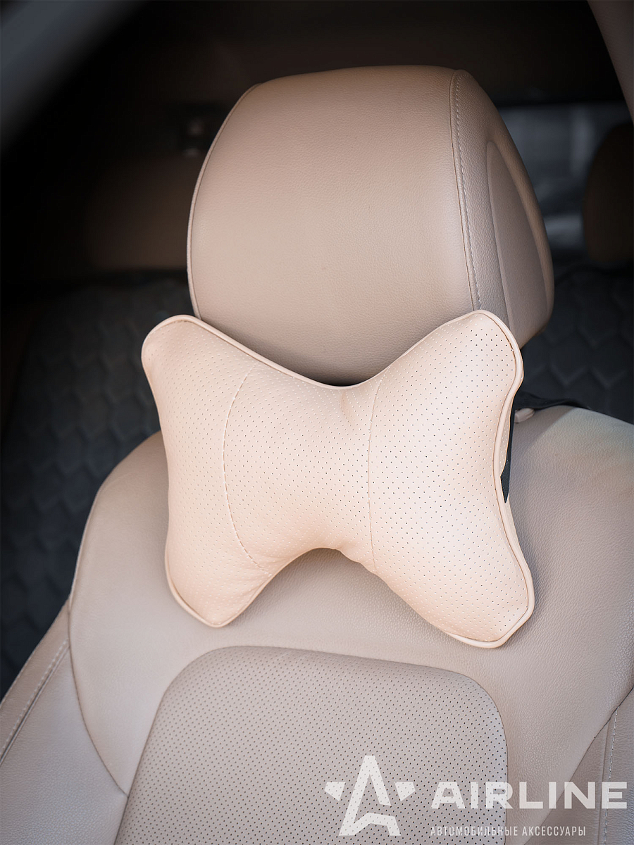 Подушка-косточка на подгол. "Лима", экокожа, 1 шт., бежевая (ASP-B-07)