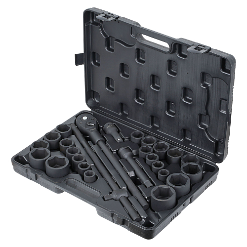 Набор головок ударных 3/4"DR L=56мм, 26пр. (22-50мм, дюйм. размеры 7/8"-2") пласт.кейс
