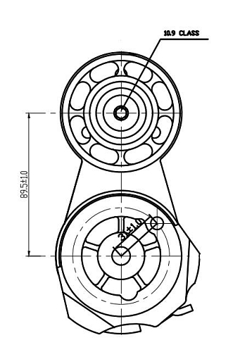 Ролик приводного ремня для автомобилей КАМАЗ (двигатели КАМАЗ Евро-5/Cummins 4BT/6BT) (аналог Dayco 26816-01) (с натяжным механизмом) (ширина 40мм)