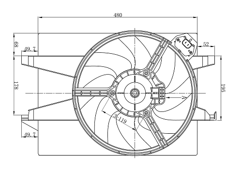 Электровентилятор охлаждения для автомобилей Ford Fusion (02-)/Fiesta (01-) (с кожухом и резистором) A/C+