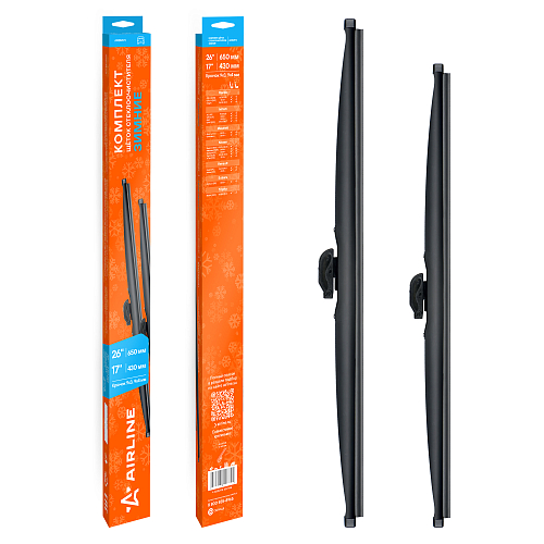 Щетки стеклоочистителя комплект 650/430мм (26"/17") зимние с креплением "Крючок 9x3, 9x4 мм", 2 штуки