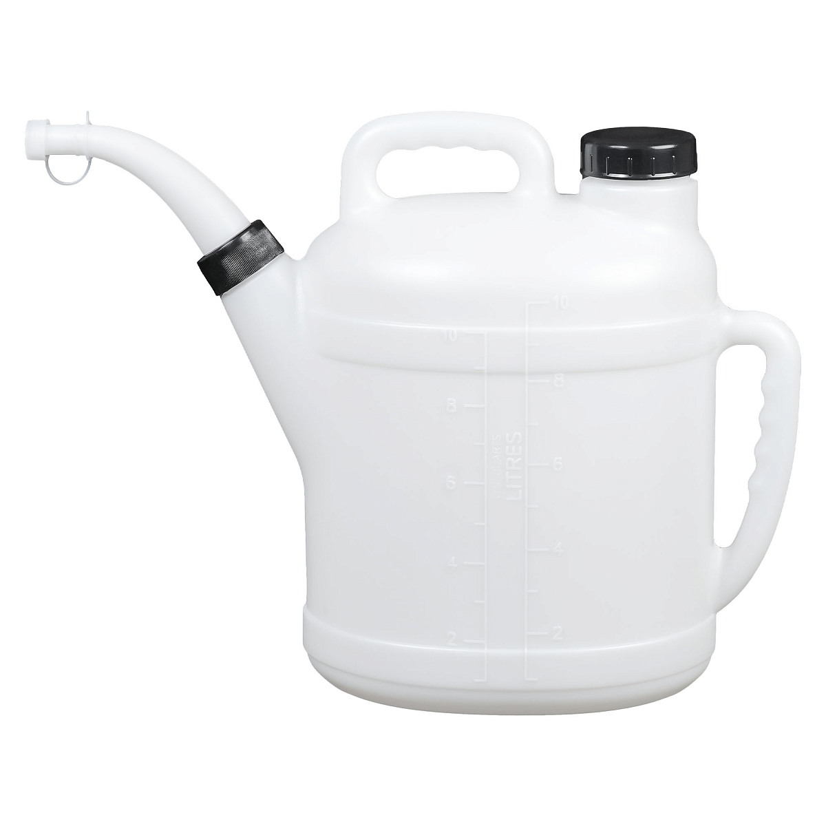 Емкость (лейка) мерная 10л пластиковая для масла и тех. жидк., резьб. крышка, две ручки