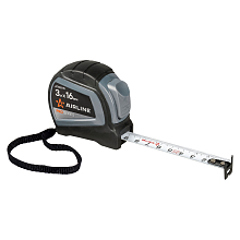 Рулетка в прорезиненном корпусе 3мх16мм PRO, автостоп, дв. зацеп, дв. шкала