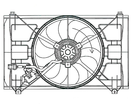 Электровентилятор охлаждения для автомобилей KIA Rio II (05-) (с кожухом)