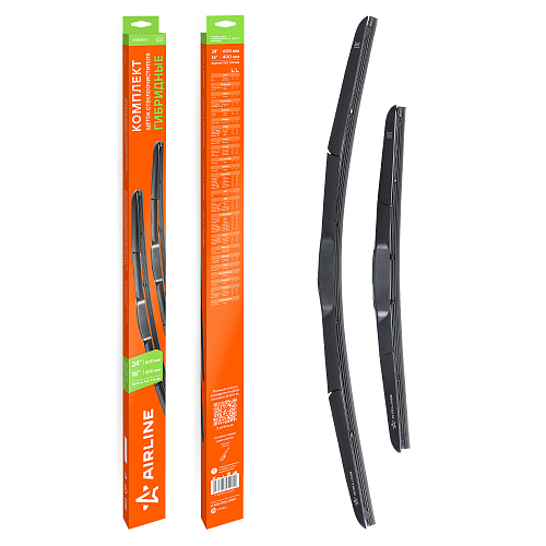 Щетки стеклооч комплект (2 штуки) 600/400мм (24"/16") гибридные с креплением "Крючок 9x3, 9x4 мм" (AWBM271)