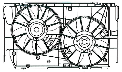 Электровентилятор охлаждения для автомобилей Toyota RAV4 (06-) 2.0i/2.4i (2 вент.) (с кожухом)