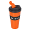 Кружка для кофе и др. напитков, герм. крышка, 430 мл., пластик, черн./оранж.