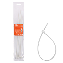 Стяжки (хомуты) кабельные 4,8*400 мм, пластиковые, белые, 10 шт.