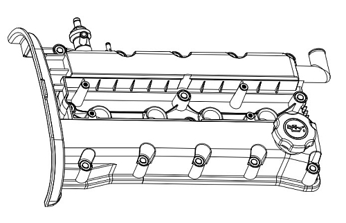 Крышка клапанная для а/м Chevrolet Lacetti (04-)/Aveo (02-) 1.4i/1.6i [L] (алюм., с прокл.)