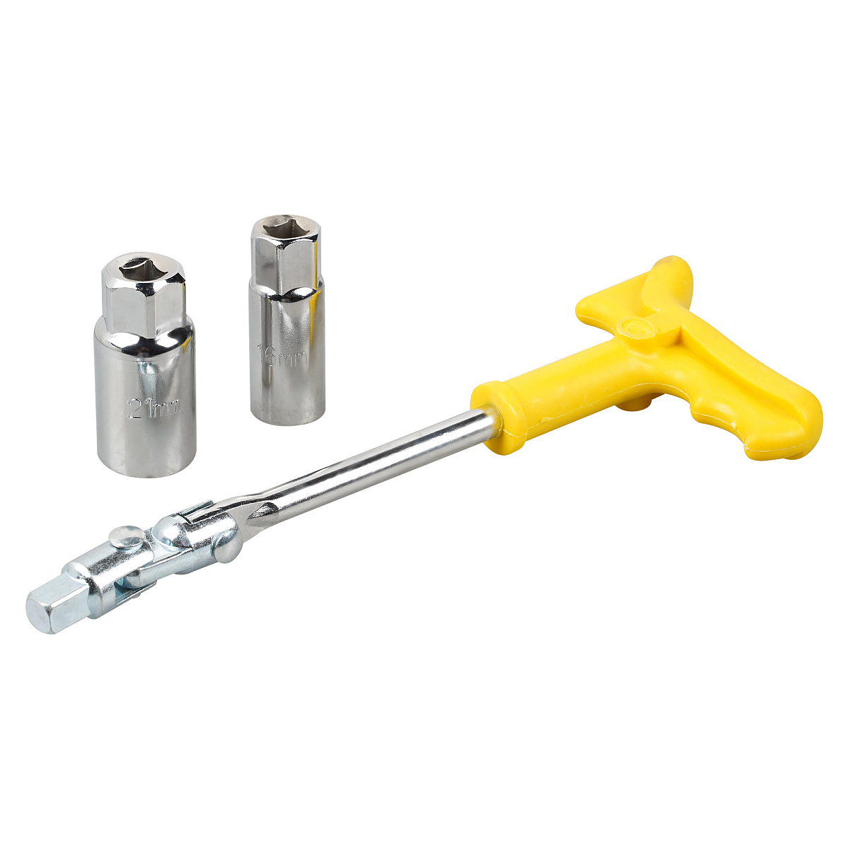 Ключ свечной Т-образный карданный 250мм головки 16,21мм пласт.рукоятка, резиновый фиксатор