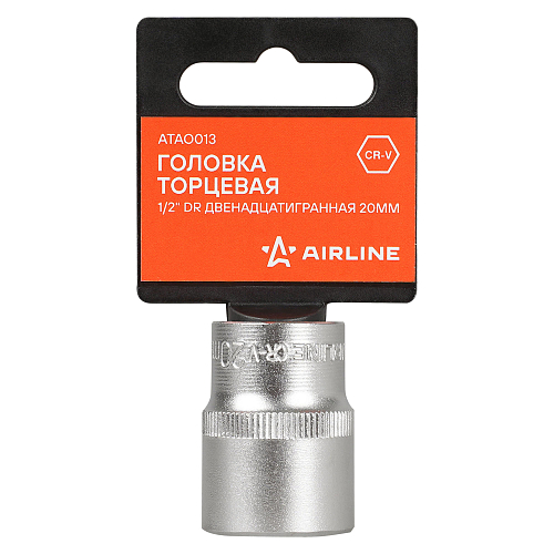 Головка торцевая 1/2"DR двенадцатигранная 20мм, L=38мм пласт.подвес