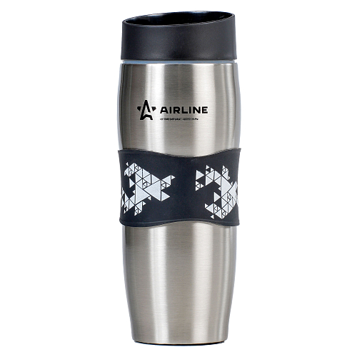 Термокружка с клапаном, 380 мл., металлик