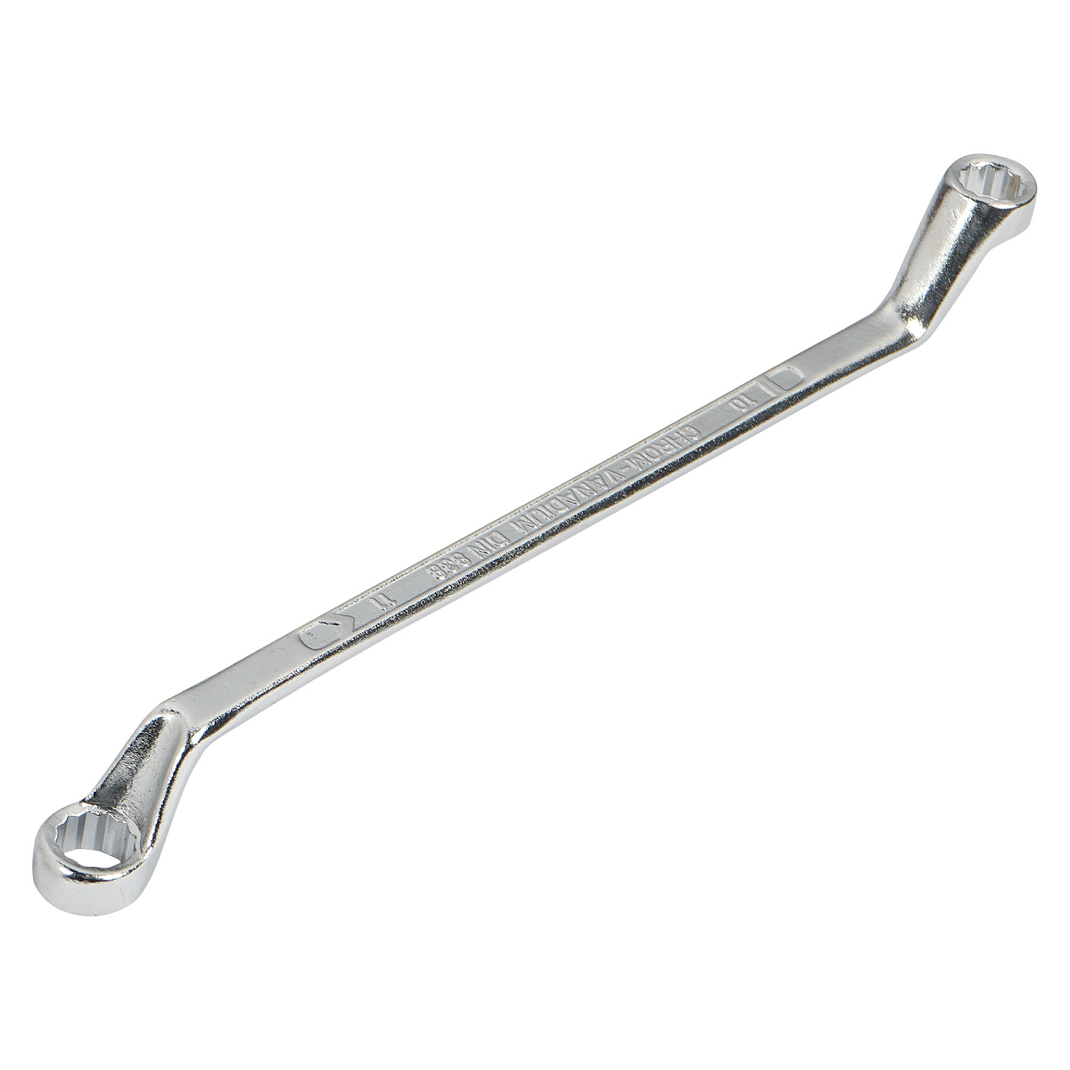 Ключ накидной с изгибом 10х11мм, пласт.подвес