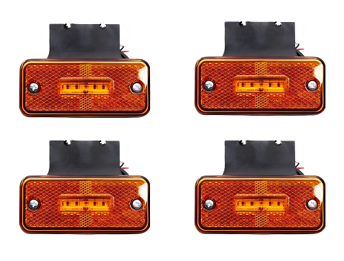 Огонь габаритный светодиодный, 12/24В, прямоугольный, оранжевый, съемный кронштейн, комплект 4 шт. МП-серия