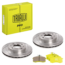 Комплект тормозных дисков и колодок для автомобилей Лада 2110 R13 передняя ось (слот + керам) (диск тормозной слотированный 2 шт. + колодки тормозные керамические 1 комплект)