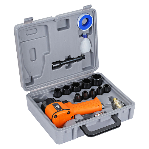 Гайковерт пневматический ударный композитный 1/2"DR 610Нм PRO с головками 17пр. (9-27мм), кейс