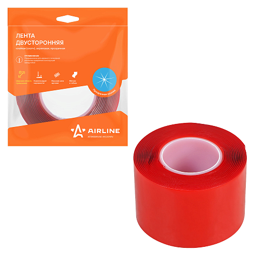 Лента двусторонняя клейкая (скотч), 50мм*3м, акриловая вспененная основа, прозрачная