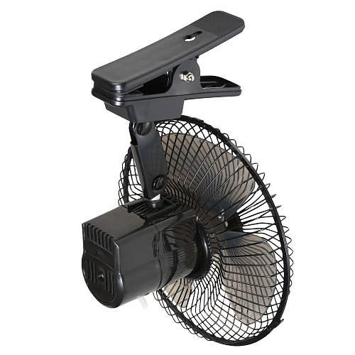 Вентилятор в салон 22см, 12В PRO, с автоповоротом, металл.корпус, прищепка