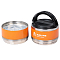 Ланч-бокс для еды с ручкой (термо), нерж. сталь (304), 2 контейнера, 1,4 л., оранж./черн.