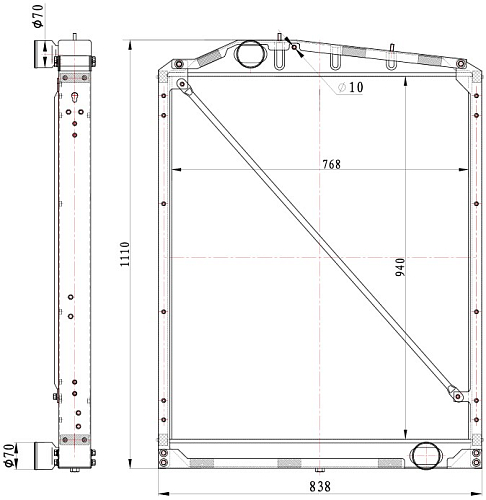 Радиатор охлаждения для а/м FAW J6 CA3310/CA4250 (13-) с двиг. CA6DM2 (алюм. бачки)