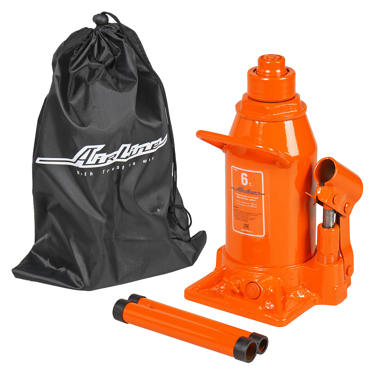 Домкрат телескопич. 6т 230-480мм, сумка