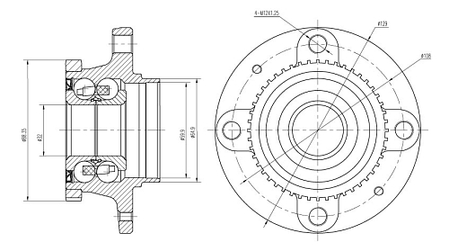 Ступица задняя в сборе с подшипником для автомобиля Peugeot 406 (96-)