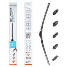 Щетка стеклоочистителя бескаркасная SILICONE 350мм (14") 5 адаптеров