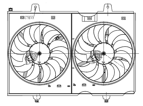 Электровентилятор охлаждения для автомобилей Nissan X-Trail (T31) (07-) 2.0d/2.0i/2.5i (2 вент.) (с кожухом)