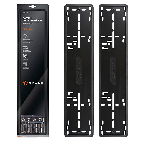 Рамки под номерной знак PRO, силиконовые с металл.основой, 2 шт., крепл., черные