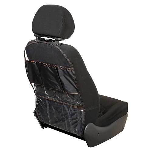 Накидка защитная на спинку переднего сиденья (65*50 см), ПВХ, прозрачная, с карманами