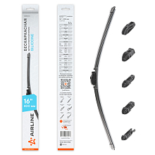 Щетка стеклоочистителя бескаркасная SILICONE 400мм (16") 5 адаптеров