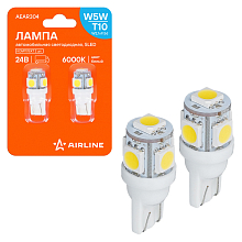 Лампа светодиодная W5W (T10) STANDARD, 6000K (Белый), 24В, 0.6Вт, 5LED, Полярная, комплект 2 шт.