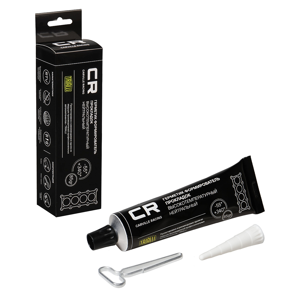 Герметик формирователь прокладок силиконовый высокотемпературный нейтральный, черный, туба 85г.