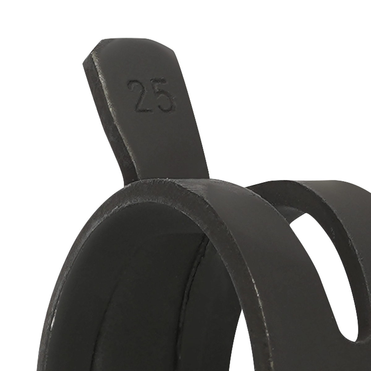 Хомут пружинный 25 (23,5-26,8/12мм), мин.24мм, самозажимной, хром-цинк(dacromet),черный