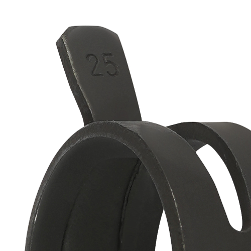 Хомут пружинный 25 (23,5-26,8/12мм), мин.24мм, самозажимной, хром-цинк(dacromet),черный