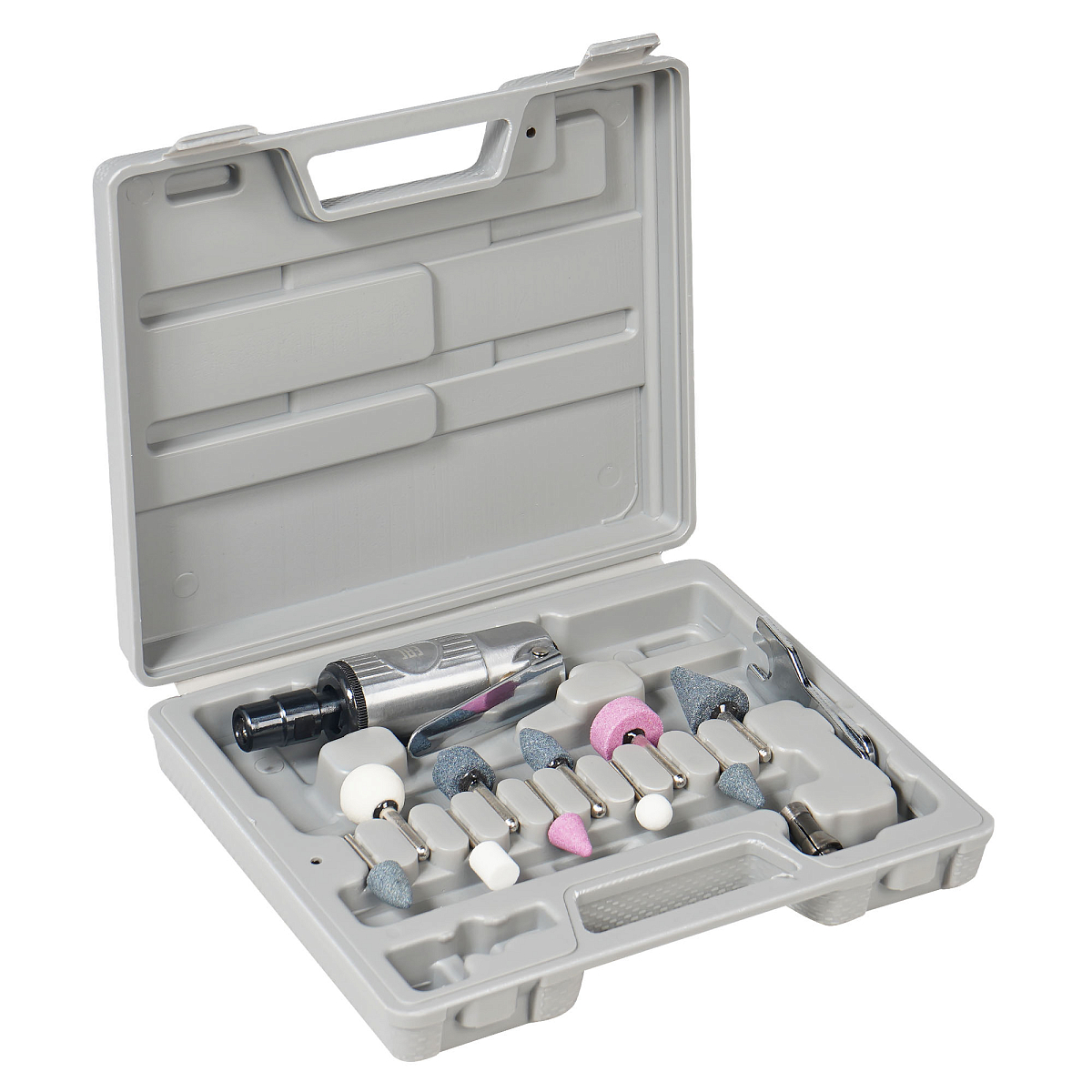 Машинка шлифовальная пневматическая 120мм, 25000 об/мин прямая с оснасткой 16 пр. кейс