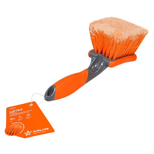 Щетка для мытья с мягкой распушенной щетиной, прорезиненные ручка и кант (25 см)