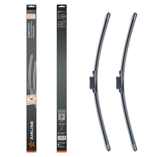 Щетки стеклоочистителя комплект 650/400мм (26"/16") бескаркасные PREMIUM с креплением "DNTL1.1", 2 штуки