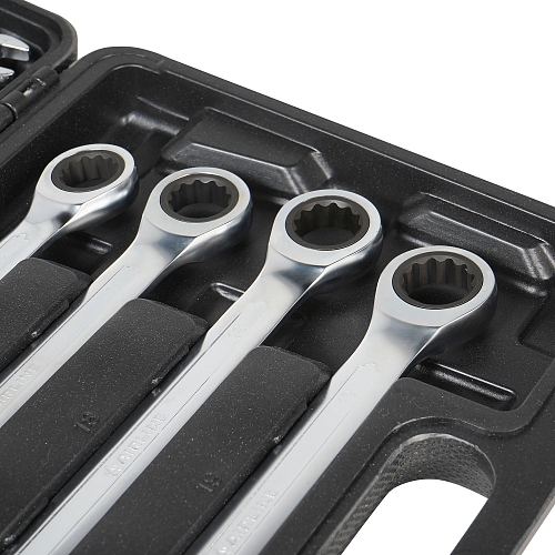 Набор ключей комбинированных трещоточных PRO 12пр. (8-19мм) пласт.кейс