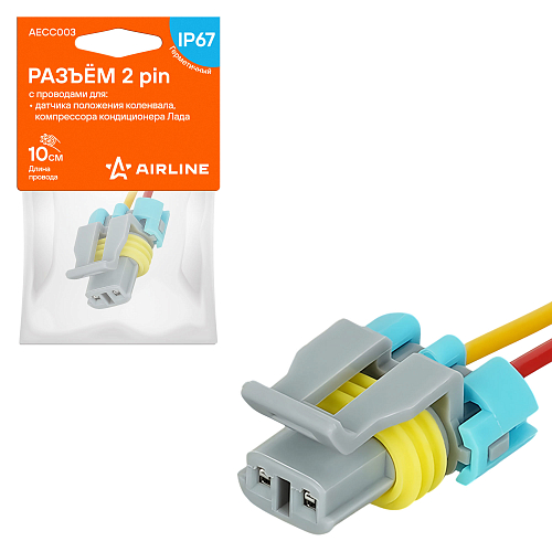 Разъём 2 pin с проводами для датчика пол. коленвала, компрессора кондиц. Лада