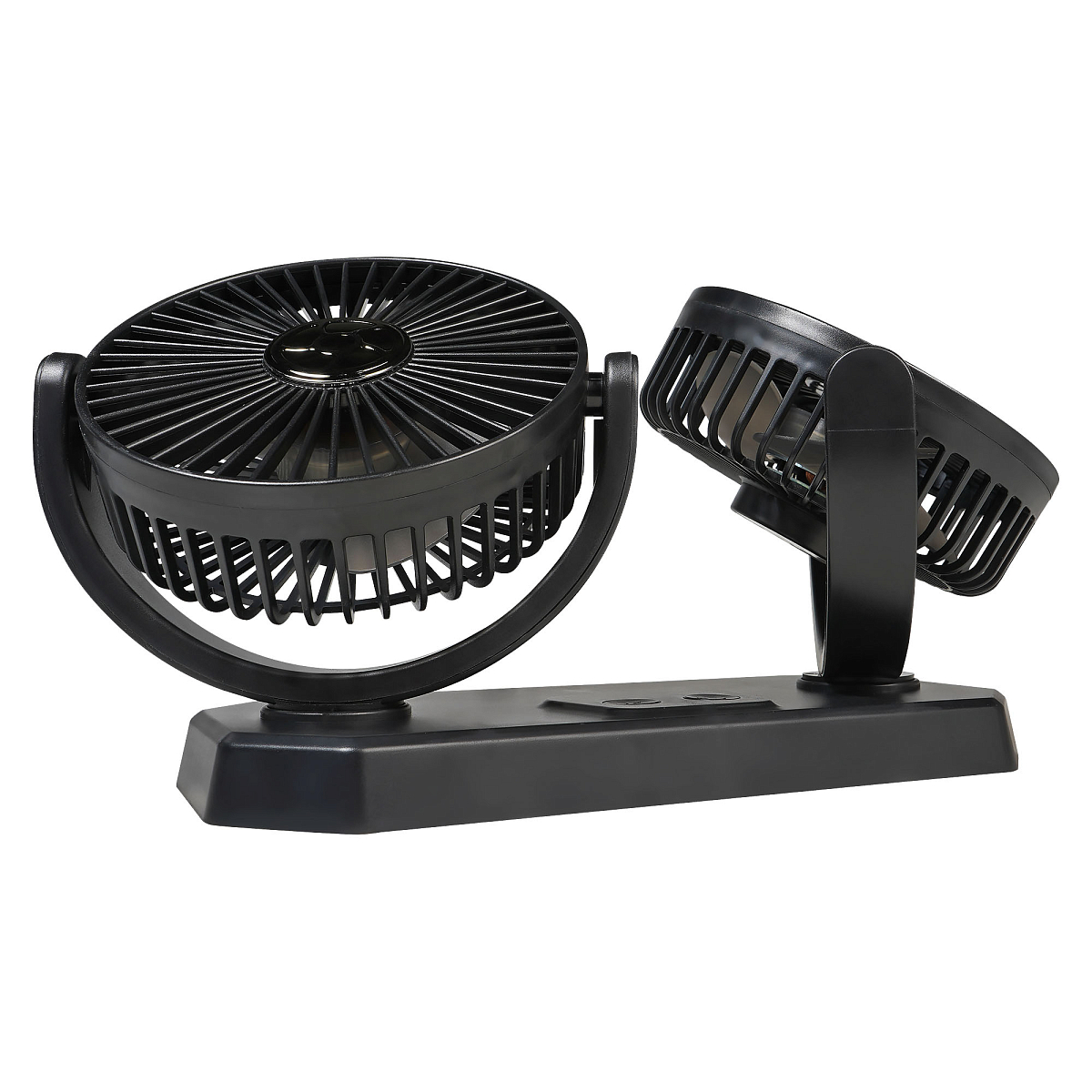 Вентилятор в салон двойной поворотный 360, 2x13см, 5В USB, раздельная регулировка, скотч