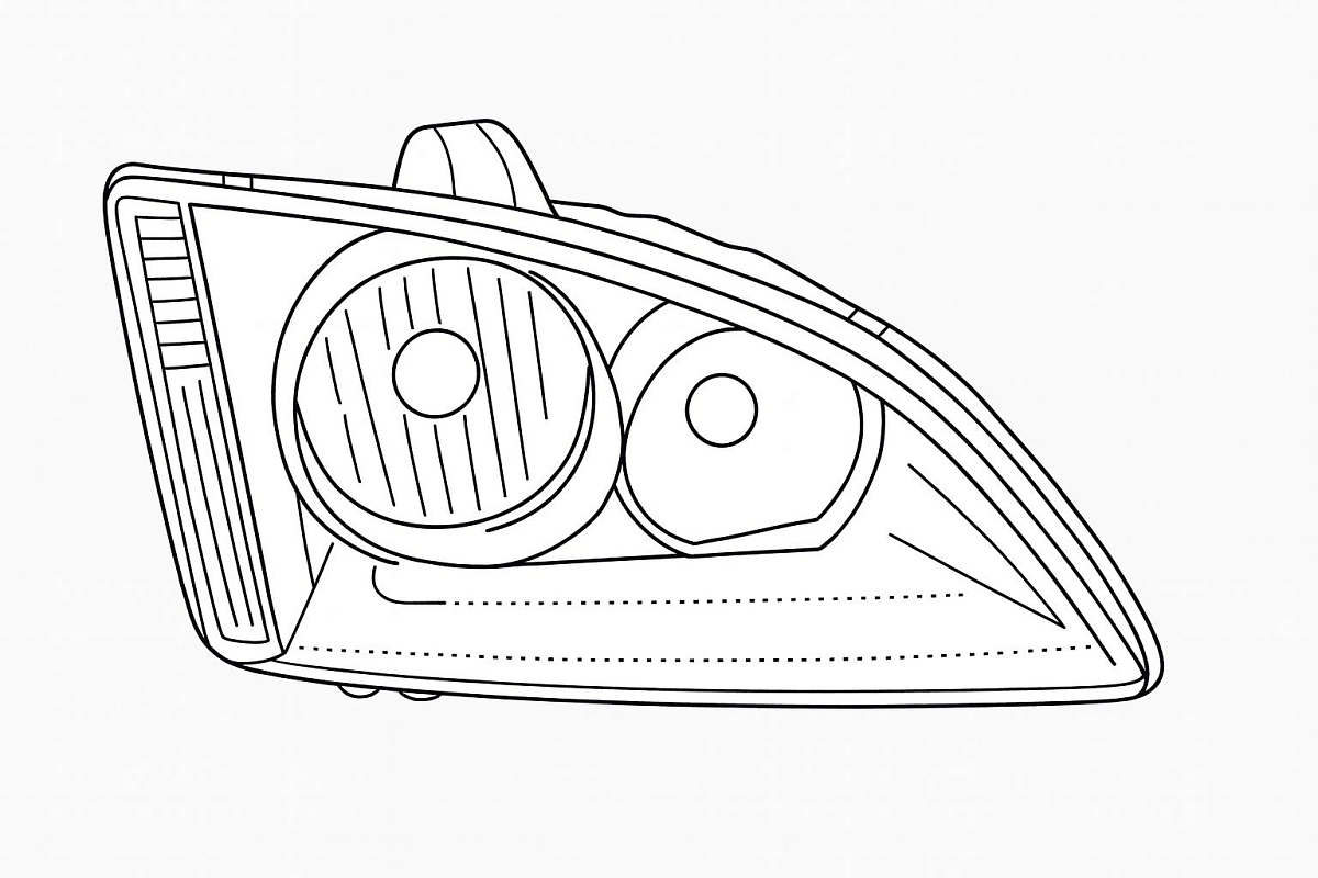 Фара для автомобилей Ford Focus II (05-) (головного света) галоген, электрический корректор, цвет рамы: черный, правая