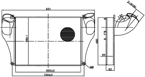 ОНВ (радиатор интеркулера) для автомобилей КАМАЗ 54115